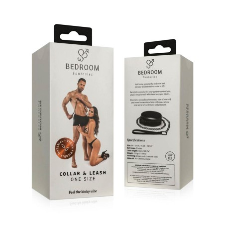 Bedroom Fantasies - Zmysłowa Obroża ze Smyczą - Czarna