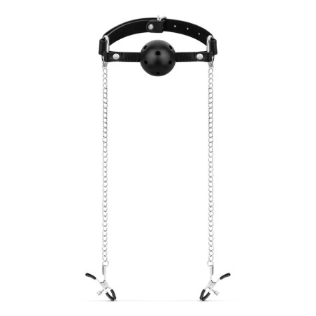 Bedroom Fantasies - Knebel Kulka z Klamrami na Sutki