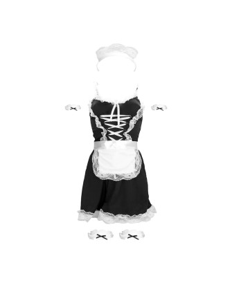 French Maid Costume - S/M - Przebranie Francuskiej Pokojówki - Czarne