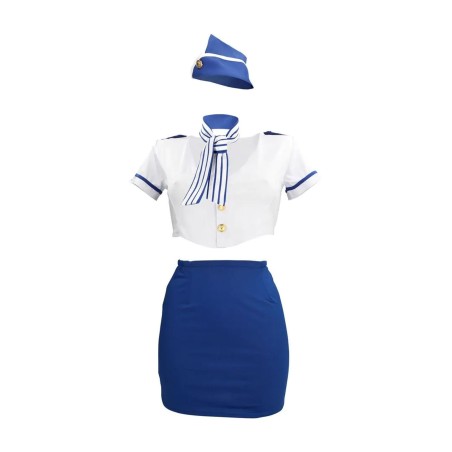 Stewardess Costume - S/M - Blue/White