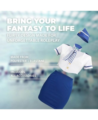 Stewardess Costume - S/M - Blue/White