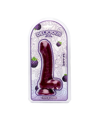 Delicious Dildo - Tom Berries - Aromatyzowane Dildo o Zapachu Jeżyny - 18,5cm