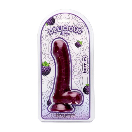 Delicious Dildo - Tom Berries - Aromatyzowane Dildo o Zapachu Jeżyny - 18,5cm