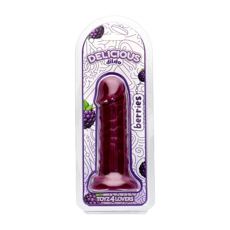 Delicious Dildo - Tom Berries - Aromatyzowane Dildo o Zapachu Jeżyny - 15cm