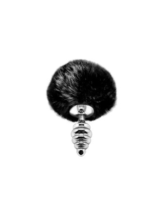 Metal Anal Fluffy Twist Plug S black