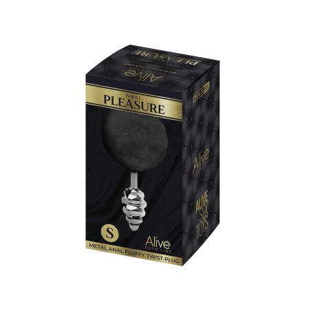 Metal Anal Fluffy Twist Plug S black