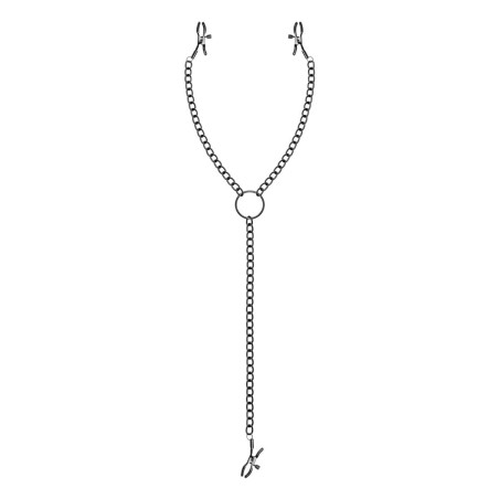 Bedroom Fantasies - Klamry na Sutki i Łechtaczkę z Łańcuszkiem - Czarne