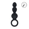 Beaded Silicone Anal Probe with Loop - Black