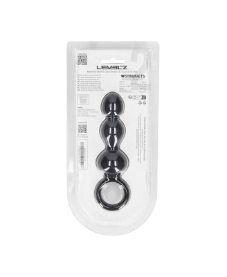 Beaded Silicone Anal Probe with Loop - Black