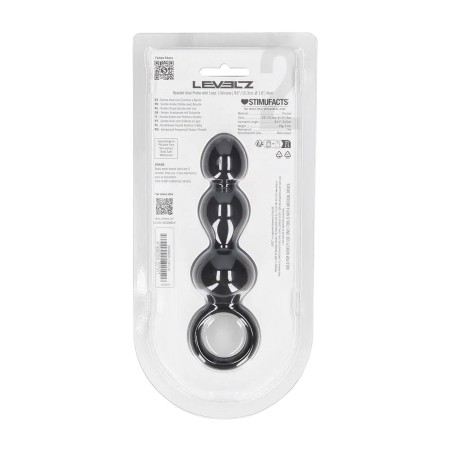 Beaded Silicone Anal Probe with Loop - Black