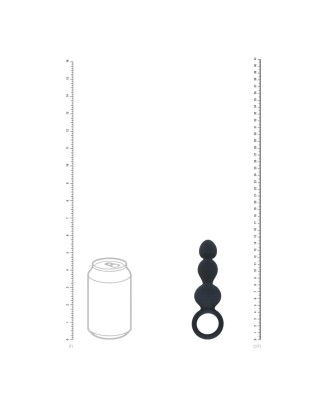 Beaded Silicone Anal Probe with Loop - Black