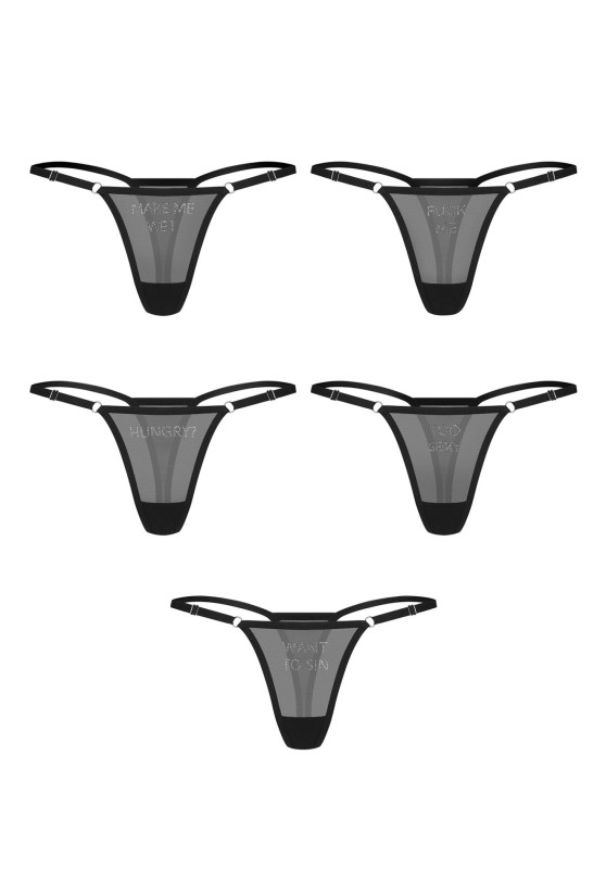 Obsessive Violami 5-pak Czarnych Stringów - S/M