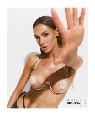 Obsessive Kisselie - Biustonosz z Łańcuszków - Biżuteria na Piersi - Srerbny - O/S
