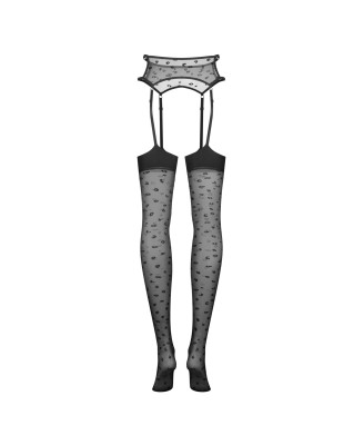 Obsessive Isinne - Pończochy z Pasem do Pończoch - Czarne - S/M/L