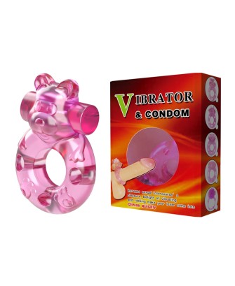 Baile Bear Cock Ring – Wibrujący Pierścień Erekcyjny - Różowy