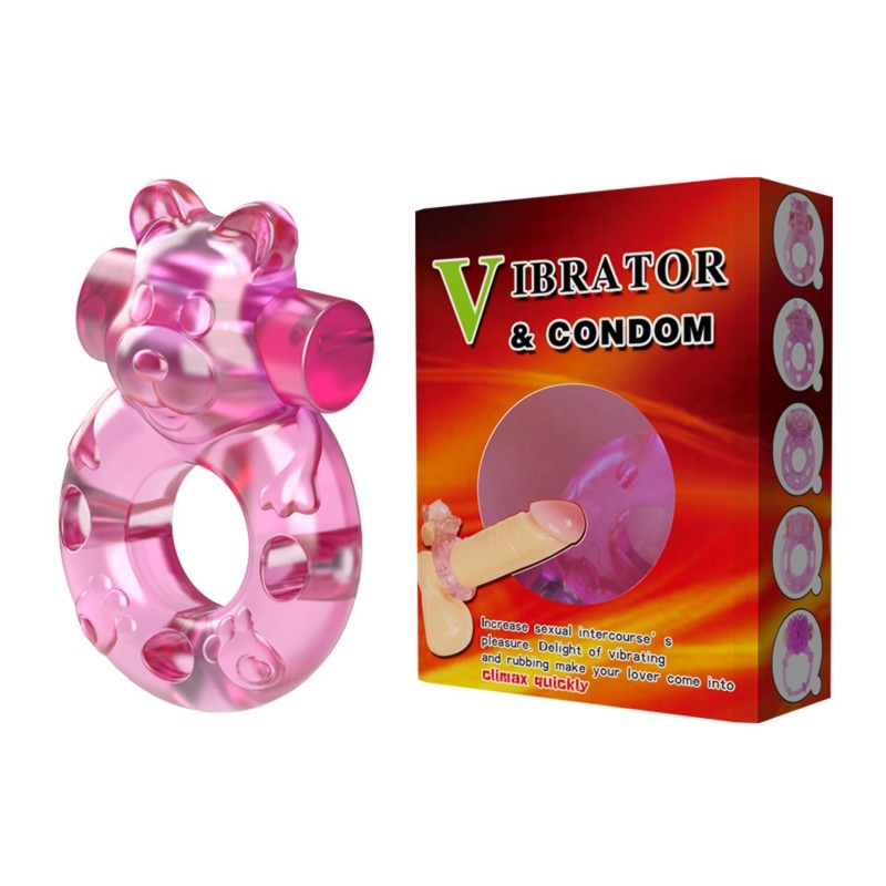 Baile Bear Cock Ring – Wibrujący Pierścień Erekcyjny - Różowy