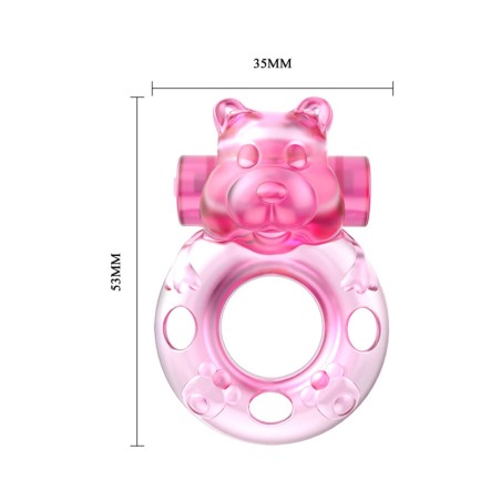 Baile Bear Cock Ring – Wibrujący Pierścień Erekcyjny - Różowy