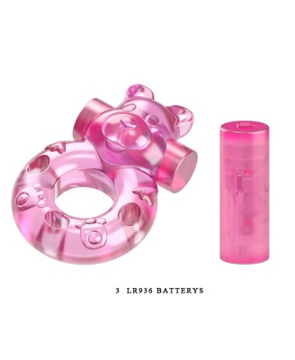 Baile Bear Cock Ring – Wibrujący Pierścień Erekcyjny - Różowy