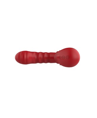 Rose Thrusting Vibrator - Wibrator do Podwójnej Stymulacji - Czerwony