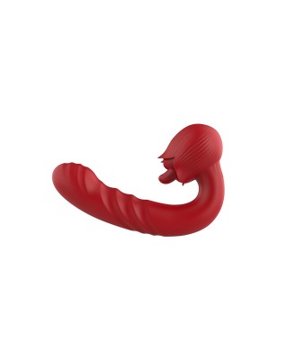 Rose Thrusting Vibrator - Wibrator do Podwójnej Stymulacji - Czerwony