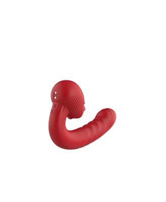 Rose Thrusting Vibrator - Wibrator do Podwójnej Stymulacji - Czerwony