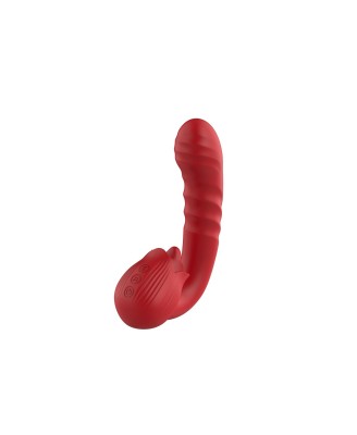 Rose Thrusting Vibrator - Wibrator do Podwójnej Stymulacji - Czerwony