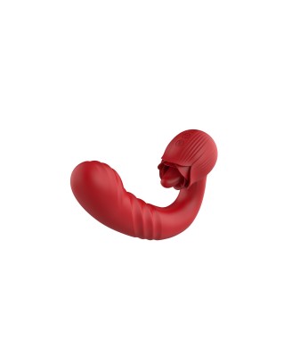 Rose Thrusting Vibrator - Wibrator do Podwójnej Stymulacji - Czerwony