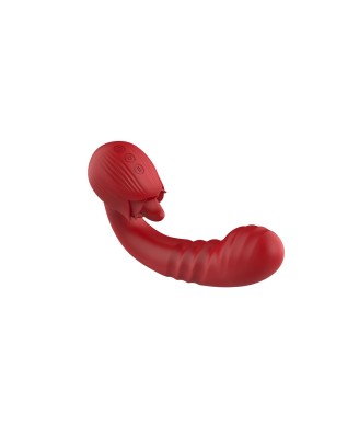 Rose Thrusting Vibrator - Wibrator do Podwójnej Stymulacji - Czerwony