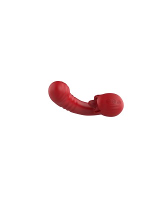 Rose Thrusting Vibrator - Wibrator do Podwójnej Stymulacji - Czerwony