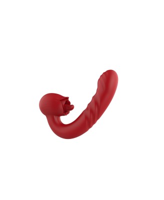 Rose Thrusting Vibrator - Wibrator do Podwójnej Stymulacji - Czerwony