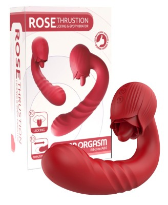 Rose Thrusting Vibrator - Wibrator do Podwójnej Stymulacji - Czerwony
