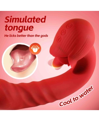 Rose Thrusting Vibrator - Wibrator do Podwójnej Stymulacji - Czerwony