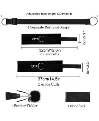Fetish B-Series Bed Restraint Set 2.0 - Zestaw BDSM - Pasy do Łóżka