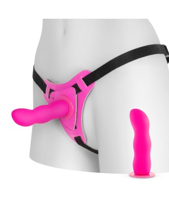 CRUSHIOUS SNAPPER STRAP ON - Zestaw Uprząż StrapOn i Dildo 12,5cm - Róż