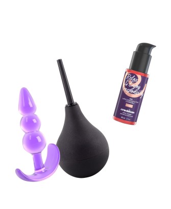 CRUSHIOUS EXPLORER ANAL - Zestaw Gruszka do Lewatywy 90ml / Lubrykant Analny 50 ml / Korek Analny