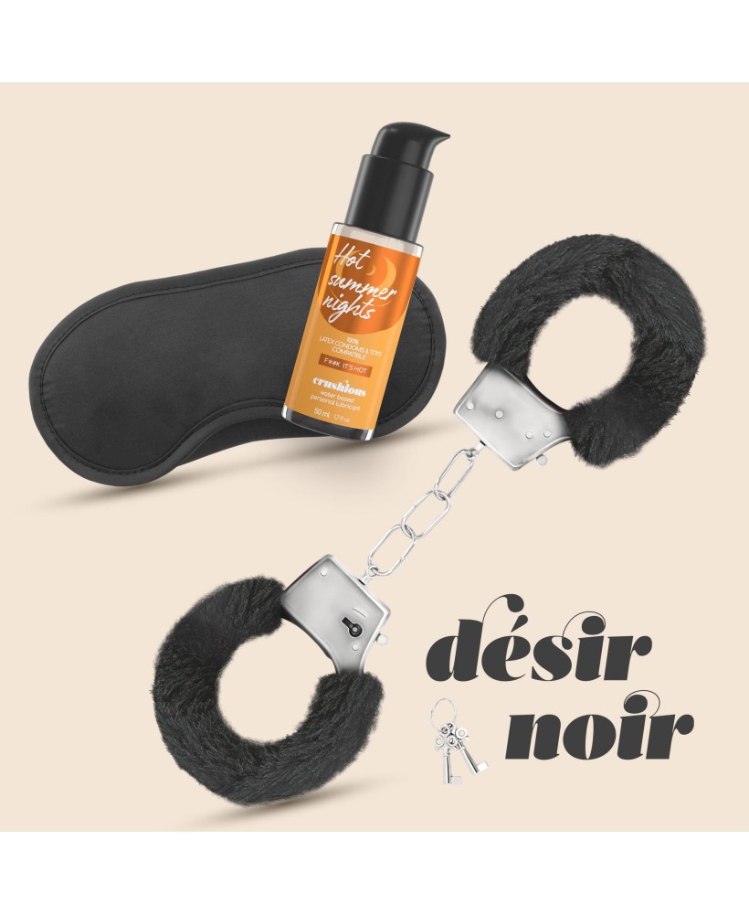 CRUSHIOUS DÉSIR NOIR - Zestaw BDSM - Lubrykant / Kajdanki / Opaska na Oczy