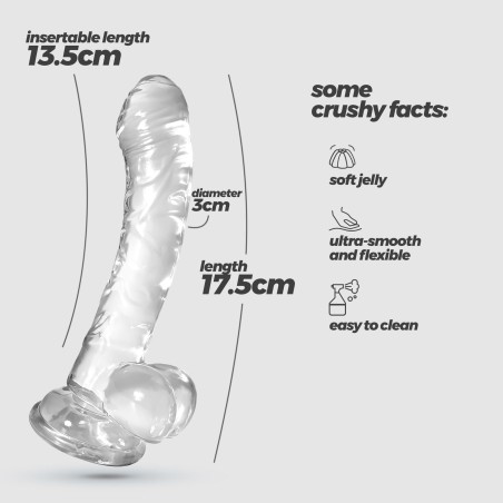 CRUSHIOUS HUDINI - Żelowy Dildo 17,5cm - Transparentne