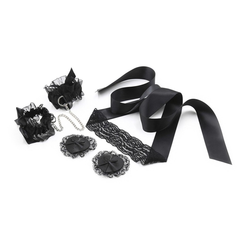 CRUSHIOUS LACE ME UP BLACK LACE SET - Koronkowy Zestaw Bondage