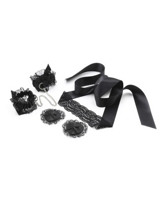 CRUSHIOUS LACE ME UP BLACK LACE SET - Koronkowy Zestaw Bondage