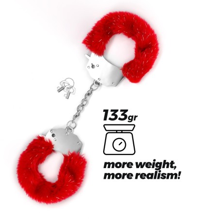 CRUSHIOUS SPANGLE - Kajdanki z Futerkiem - Czerwone