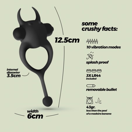 CRUSHIOUS DAEMON - Wibrujący Pierścień Erekcyjny - Czarny