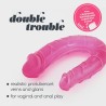 CRUSHIOUS DOUBLE TROUBLE - Silikonowe Podwójne Dildo - Różowe - 27cm