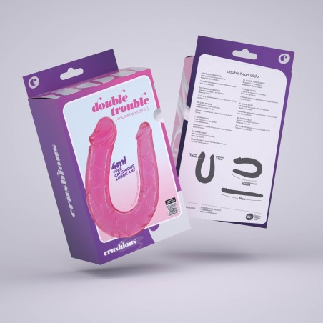 CRUSHIOUS DOUBLE TROUBLE - Silikonowe Podwójne Dildo - Różowe - 27cm