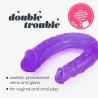 CRUSHIOUS DOUBLE TROUBLE - Silikonowe Podwójne Dildo - Fiolet - 27cm