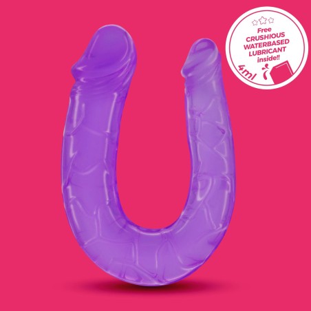 CRUSHIOUS DOUBLE TROUBLE - Silikonowe Podwójne Dildo - Fiolet - 27cm