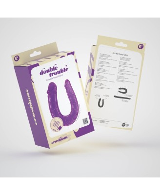 CRUSHIOUS DOUBLE TROUBLE - Silikonowe Podwójne Dildo - Fiolet - 27cm