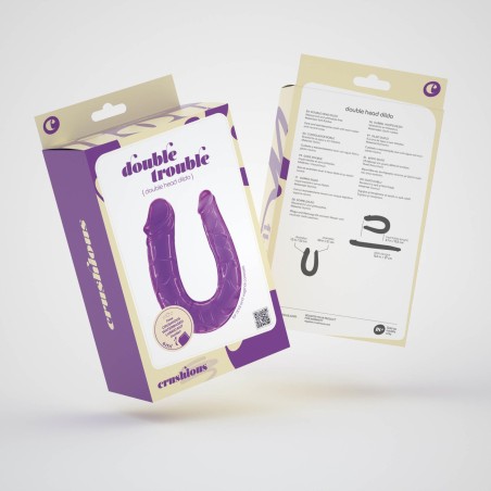 CRUSHIOUS DOUBLE TROUBLE - Silikonowe Podwójne Dildo - Fiolet - 27cm