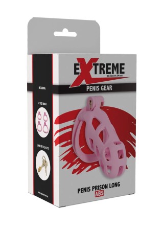 EXTREME Penis Prison Cock Cage Long - Pas Cnoty - Różowy