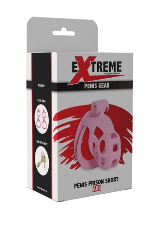 EXTREME Penis Prison Cock Cage Short - Pas Cnoty - Różowy