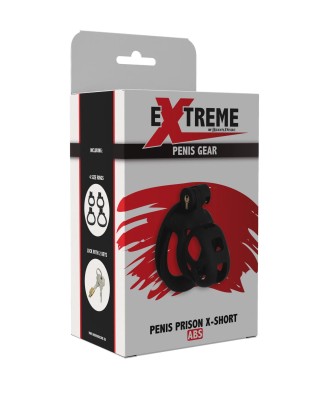 EXTREME Penis Prison Cock Cage X-Short - Pas Cnoty - Czarny